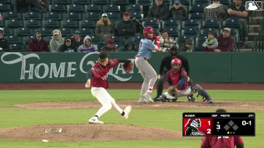 Tai Peete triples (3) on a fly ball to right fielder Jose Meza.