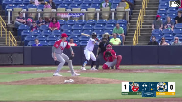 Welbyn Francisca out on a sacrifice fly to center fielder Ryan Wideman. Aaron Walton scores.