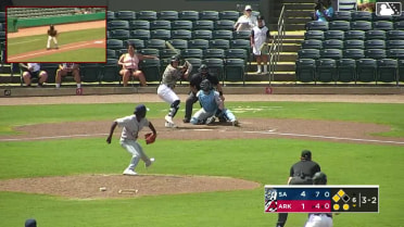 J.T. Arruda singles on a line drive to shortstop Francisco Acuna, deflected by center fielder Kai Roberts. Lazaro Montes scores. Caleb Cali scores. J.T. Arruda out at 2nd on the throw, center fielder Kai Roberts to first baseman Albert Fabian to second baseman Carson Tucker to first baseman Albert Fabian to shortstop Francisco Acuna.