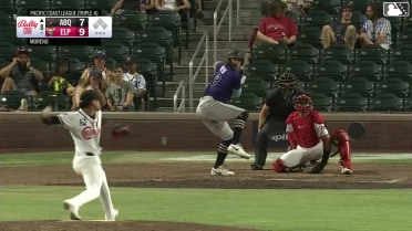 Zac Veen homers (18) on a fly ball to left field.