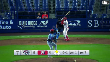 Raylin Heredia singles on a ground ball to right fielder D'Andre Smith. Bryan Rincon scores.