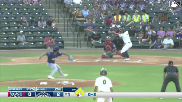 Stone Russell singles on a soft fly ball to left fielder Christian Gonzalez. Yandel Ricardo scores. Jhosmmel Zue to 3rd. JC Vanek to 2nd.