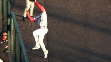 Cayden Wallace makes a leaping grab