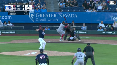 Victor Labrada doubles (20) on a line drive to left fielder A.J. Vukovich. Miles Mastrobuoni scores.