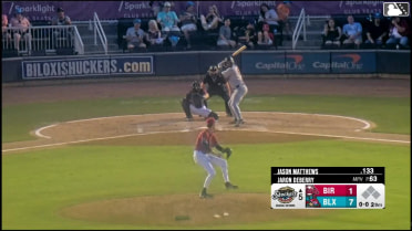 Jason Matthews homers (2) on a fly ball to center field.