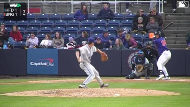 Nick Lorusso reaches on a fielder's choice, fielded by pitcher Jake Brooks. Chris Suero scores.