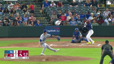 Keyber Rodriguez doubles (7) on a ground ball to left fielder Kole Myers. John Taylor scores. Julian Brock to 3rd.