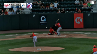 Justice Bigbie out on a sacrifice fly to right fielder Leandro Pineda. Thayron Liranzo scores.
