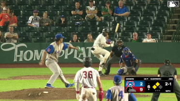 Eduardo Guerrero triples (2) on a line drive to right fielder Jose Escobar. Nico Perez scores. Jaron Elkins scores.