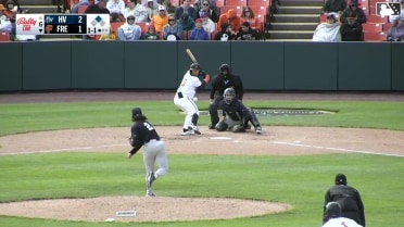 Payton Eeles doubles (1) on a line drive to left fielder Wilson Rodriguez. Nate George scores.