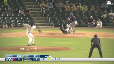 Alexander Albertus doubles (4) on a line drive to right fielder Roni Cabrera. Matthew Boughton scores.