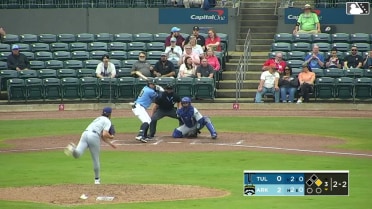 Brendan Donovan doubles (1) on a ground ball to left fielder Josue De Paula. Bill Knight scores.