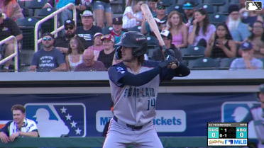 Cavan Biggio homers (8) on a fly ball to right field.