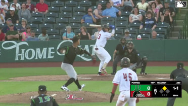 Logan Wagner doubles (14) on a line drive to right fielder Marcus Smith. Eduardo Quintero scores.
