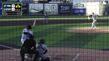 Josh Caron out on a sacrifice fly to left fielder Jorge Ruiz. Luke Stevenson scores.
