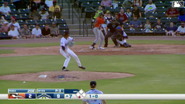 Jose Perez homers (5) on a fly ball to center field.
