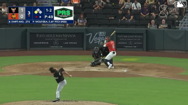 Drew Swift singles on a fly ball to center fielder Dustin Harris. Brayan Buelvas scores.
