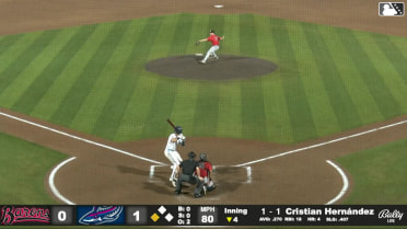 Cristian Hernández doubles (15) on a ground ball to left fielder T.J. McCants. Brendan Jones scores.