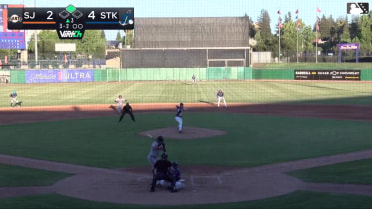 Cam Maldonado doubles (7) on a line drive to center fielder Max Durrington. Isaiah Barkett scores.