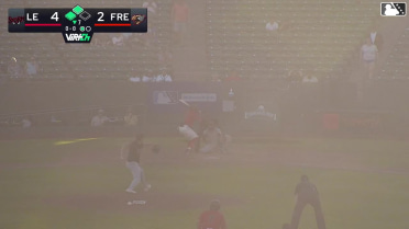 Yeiker Reyes out on a sacrifice fly to center fielder Ryan Wideman. Kyle Fossum scores.