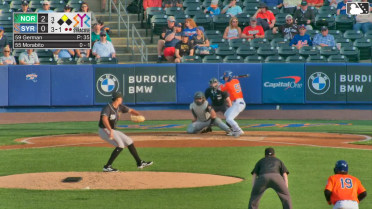 Nick Morabito singles on a ground ball to right fielder Heston Kjerstad. Cristian Pache scores.