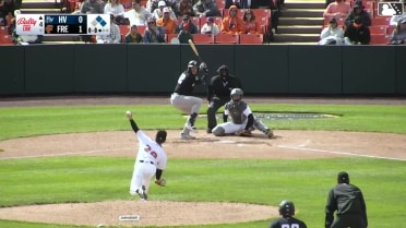 Josh Moylan singles on a sharp line drive to right fielder Vance Honeycutt. Kyle West scores. Wilson Rodriguez to 3rd.