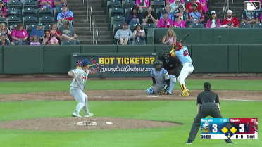 Miguel Ugueto out on a sacrifice fly to center fielder Druw Jones. Rainiel Rodriguez scores.