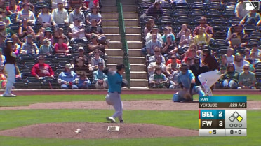 Rosman Verdugo doubles (1) on a line drive to center fielder Colby Shade. Kasen Wells scores.