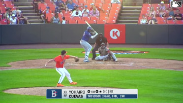 Yohairo Cuevas homers (3) on a fly ball to center field.