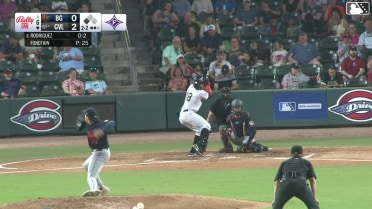 Yophery Rodriguez doubles (5) on a fly ball to right fielder Angel Mateo. Mason White scores.