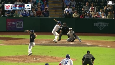 Ryan Fitzgerald doubles (4) on a ground ball to left fielder Trevor Hauver. Michael Siani scores.