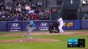 C.J. Stubbs homers (1) on a fly ball to left field.