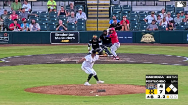 Victor Cardoza out on a sacrifice fly to center fielder Canon Reeder. Lyle Miller-Green scores.