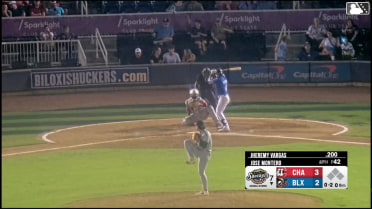 Jheremy Vargas homers (1) on a fly ball to left field.