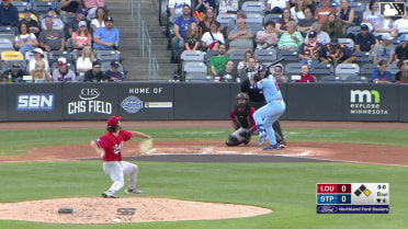 Aaron Sabato homers (21) on a line drive to left field. Matt Wallner scores.