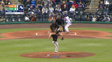 Braylen Wimmer singles on a fly ball to left fielder Frederick Bencosme. Jose Torres scores. Roc Riggio to 2nd.