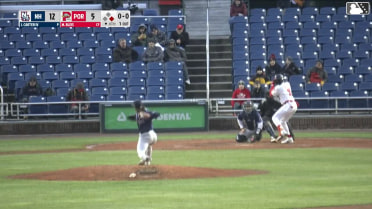 Miguel Bleis homers (1) on a fly ball to left field. Nate Baez scores.