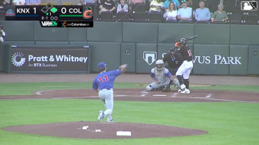 Lizandro Espinoza triples (3) on a sharp line drive to center fielder Carter Trice. Patrick Clohisy scores.