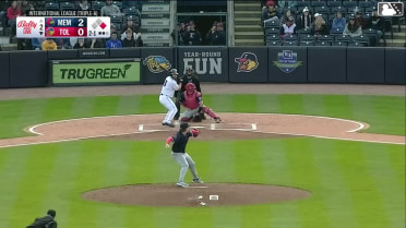 Cal Stevenson triples (1) on a line drive to right fielder Matt Koperniak. Corey Julks scores.