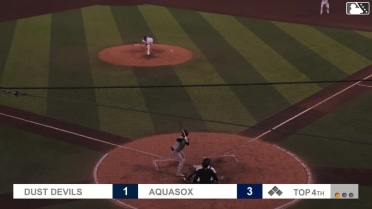 Caleb Bartolero triples (1) on a line drive to right fielder Carlos Jimenez.