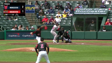 Matt Thaiss homers (2) on a fly ball to center field.