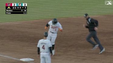 Cesar Prieto hits a two-run homer to right field