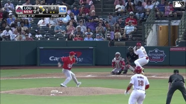 Yohel Pozo doubles (1) on a sharp line drive to center fielder Austin Hendrick. Leo Bernal scores. Bligh Madris to 3rd.