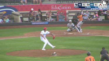 Euribiel Angeles singles on a pop up to second baseman Trent Youngblood. Devin Taylor scores.