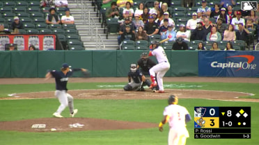 Nick Goodwin singles on a sharp line drive to right fielder DJ Gladney. Victor Arias scores.
