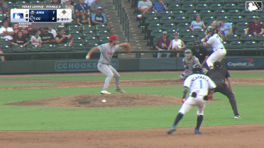 Jake Meyers doubles (1) on a sharp fly ball to center fielder Druw Jones. Yamal Encarnacion scores.