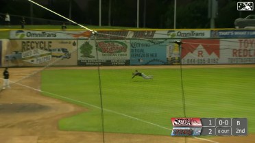 Homer Bush Jr. dives in left field to make the catch