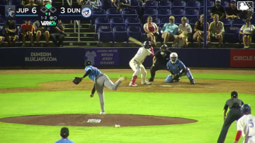 Victor Arias doubles (1) on a fly ball to center fielder Andres Valor. Austin Smith scores.