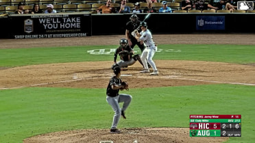 Cody Miller singles on a line drive to left fielder Marco Argudin. Alex Lodise scores.