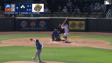 Drew Swift singles on a line drive to center fielder Michael Siani. Henry Bolte scores. Joey Meneses scores.